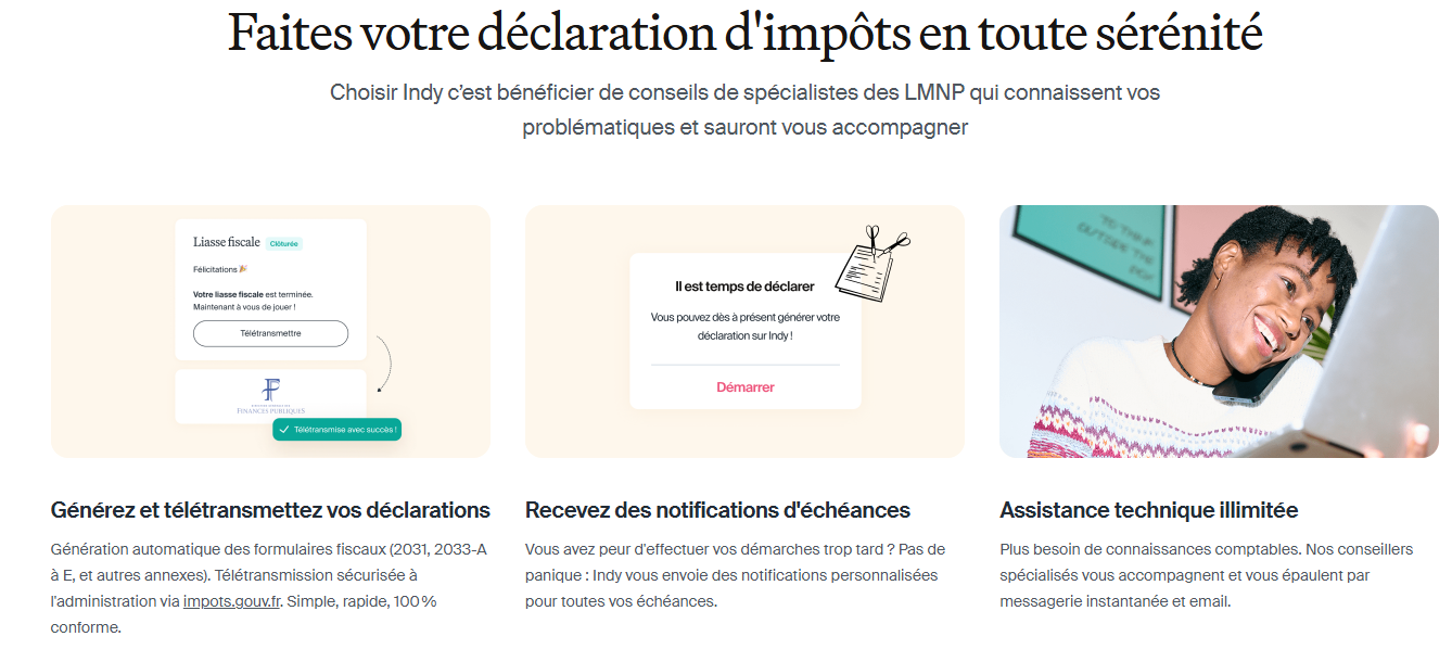 capture d'écran indy lmnp declaration impot