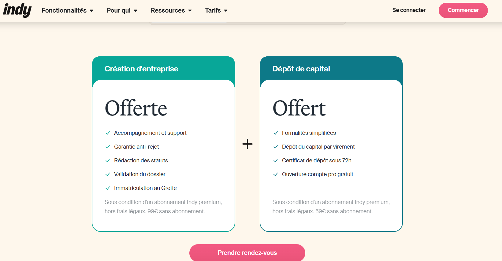 capture ecran indy creation entreprise gratuite