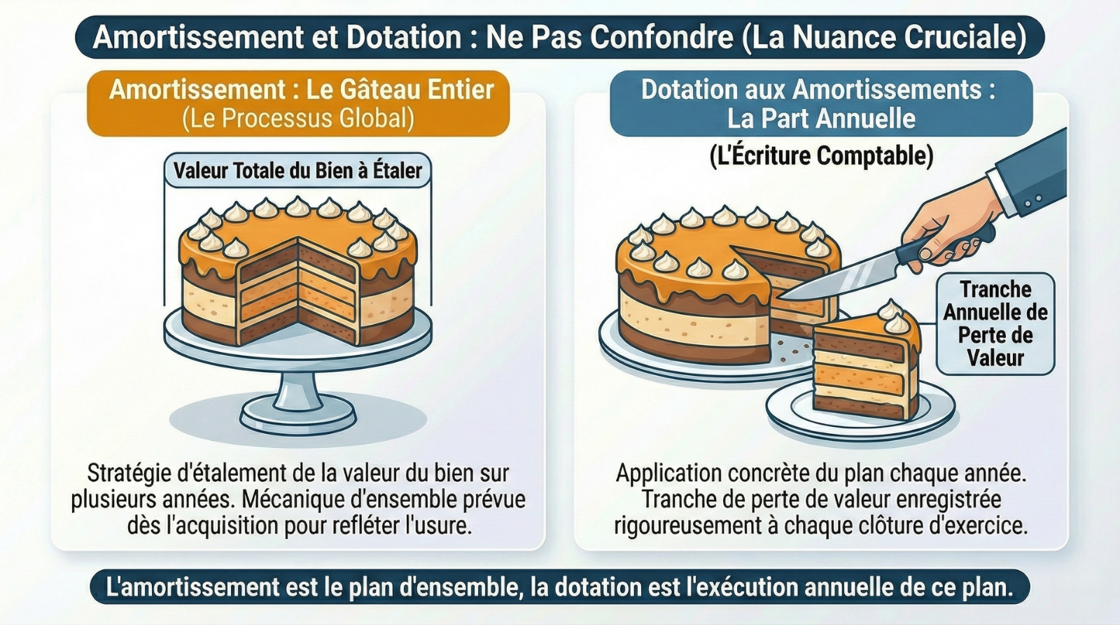 infographie comprendre la differrence entre amortissement et dotation