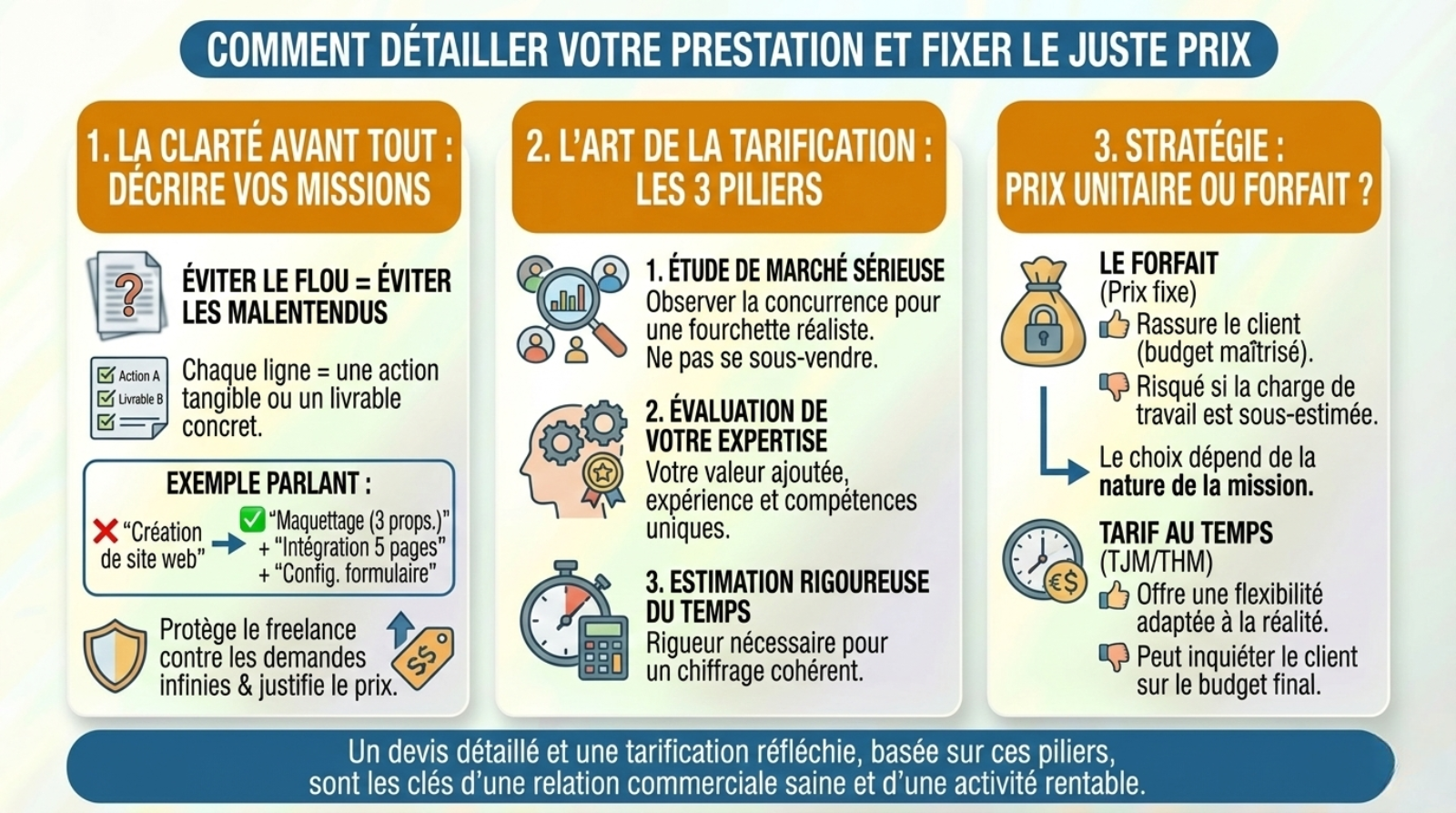 infographie freelance comment détailler les prestations et fixer un prix