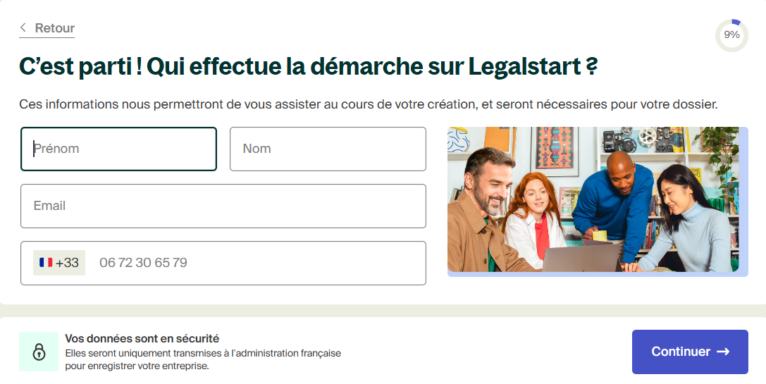 process creation entreprise avec legalstart