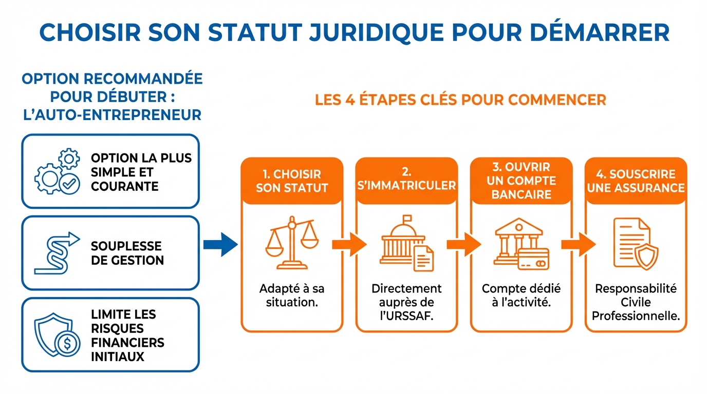 infographie choisir son statut juridique pour demarrer devenir coach developpement personnel