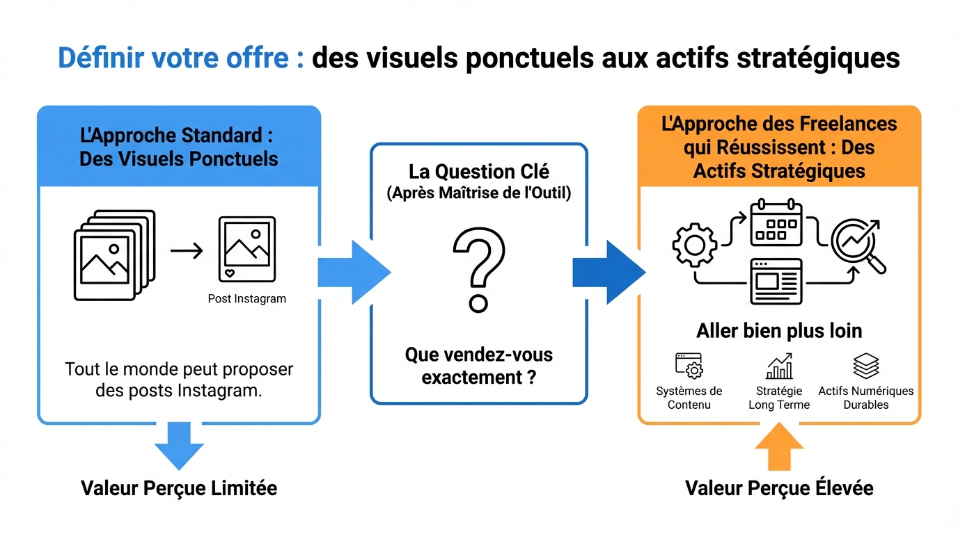 infographie definir votre offre des visuels ponctuels aux actifs strategiques designer canva freelance