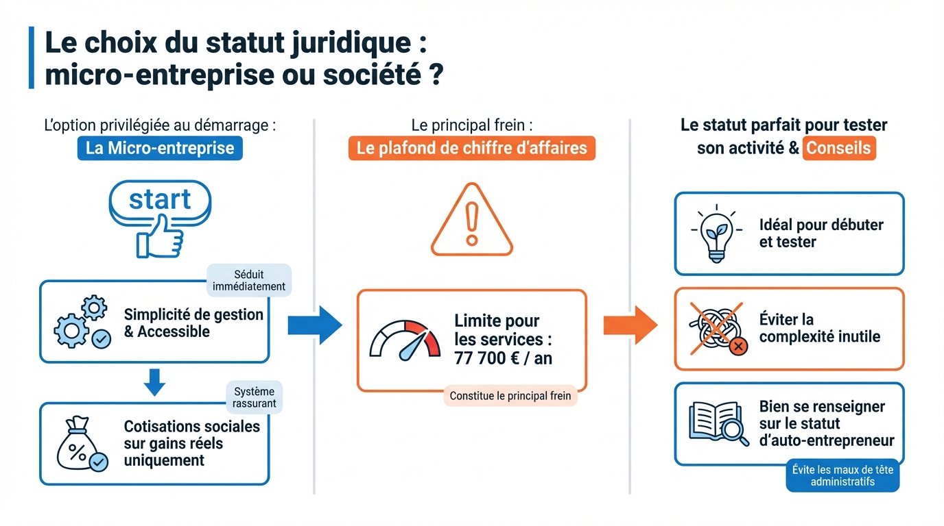 infographie le choix du statut juridique micro entreprise ou societe devenir coach de vie
