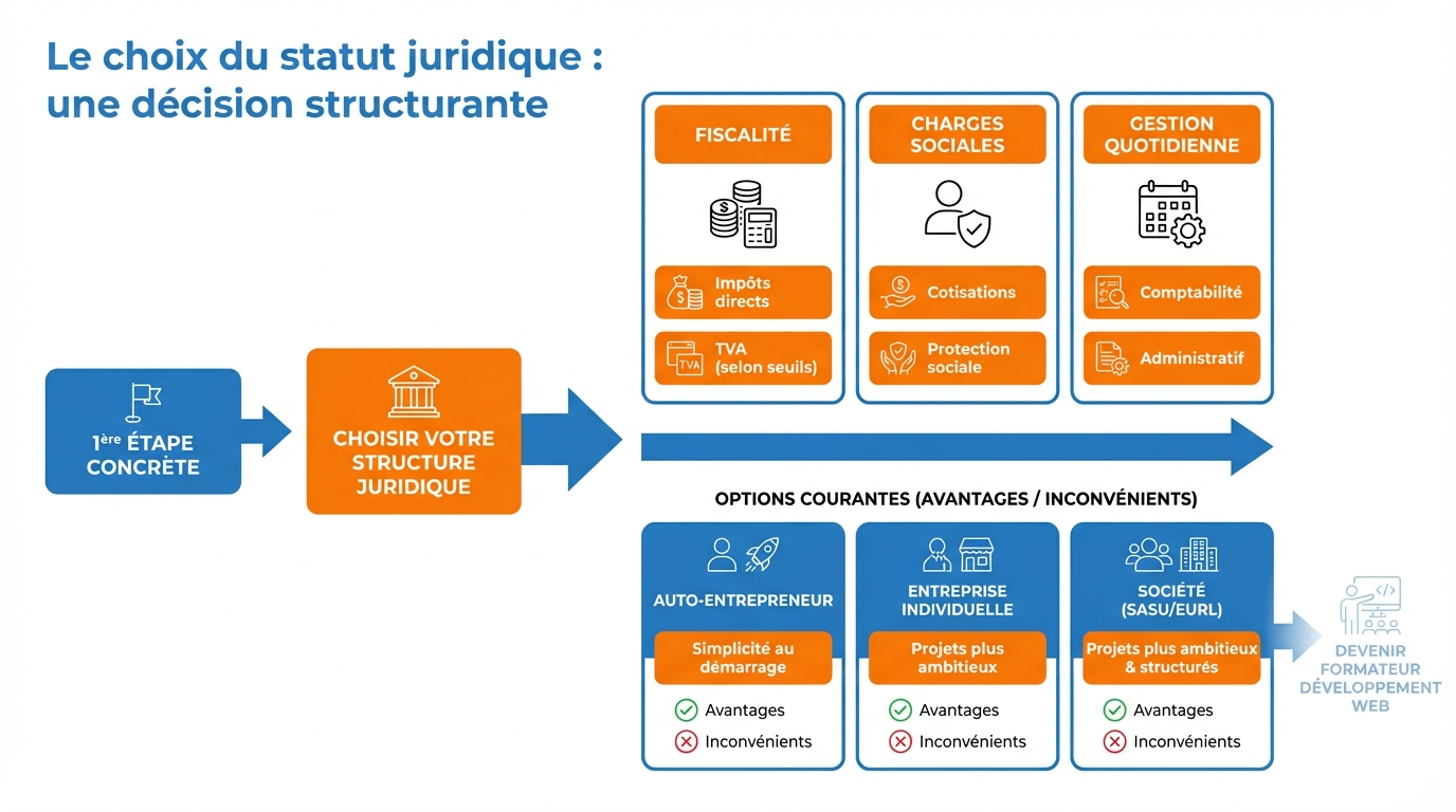 infographie le choix du statut juridique une decision structurante devenir formateur developpement web