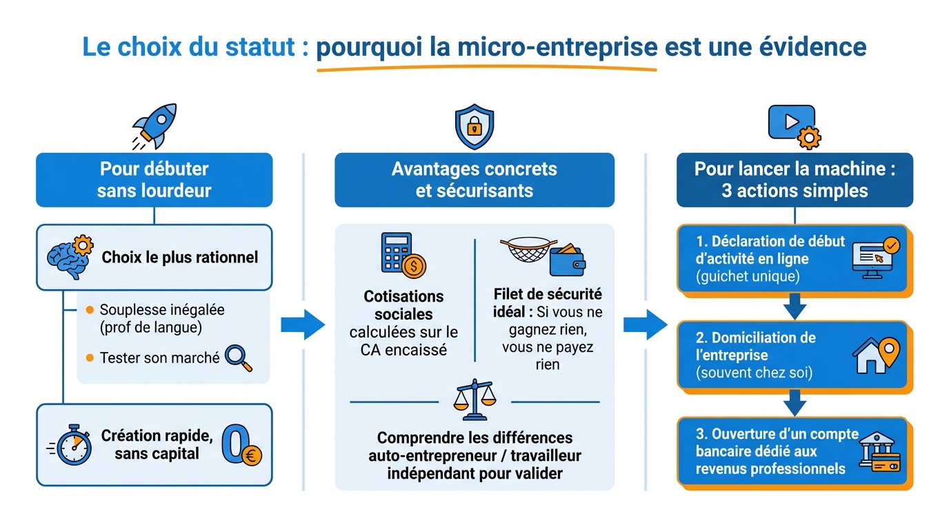 infographie le choix du statut pourquoi la micro entreprise est une evidence prof langue independant