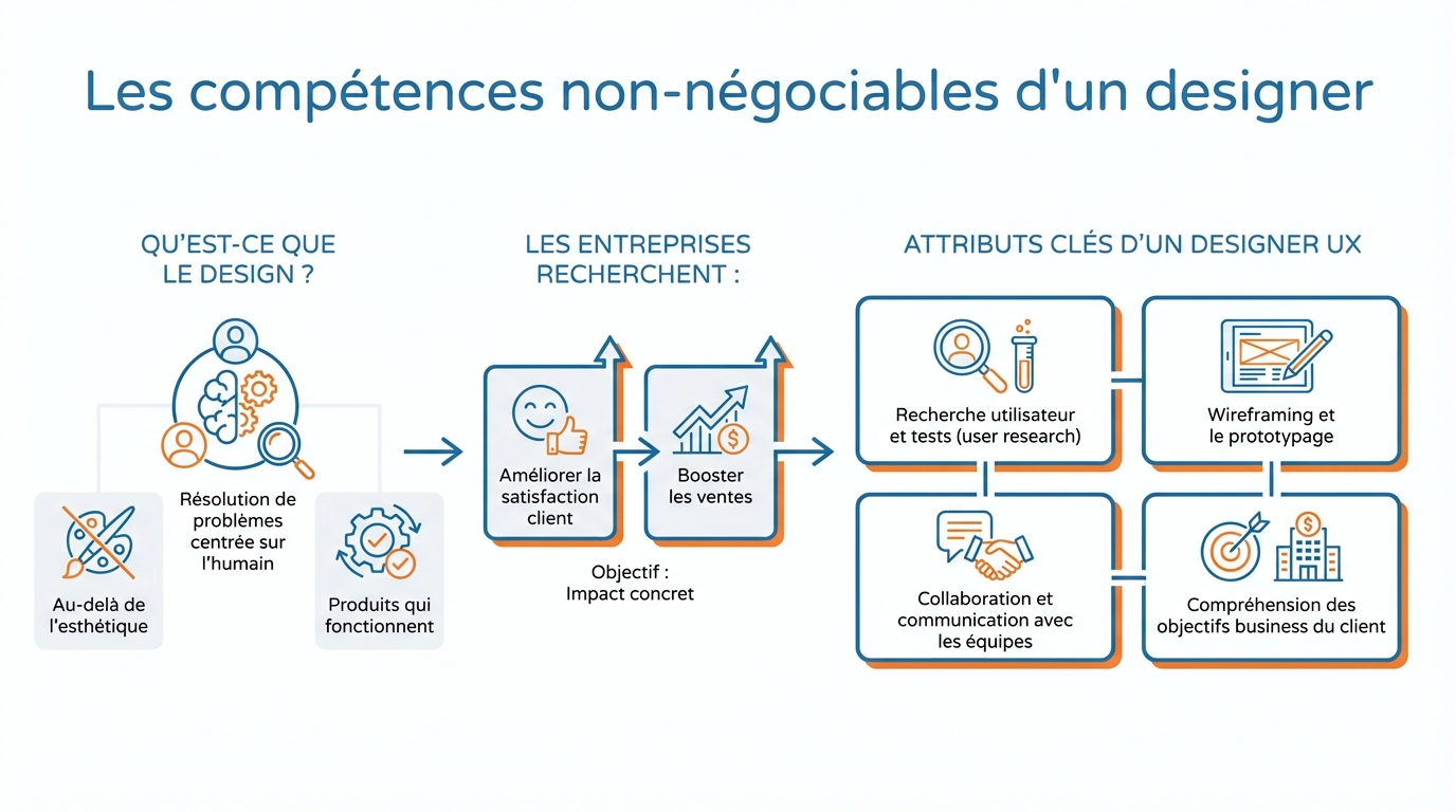 infographie les competences non negociables d un designer designer ux ui freelance