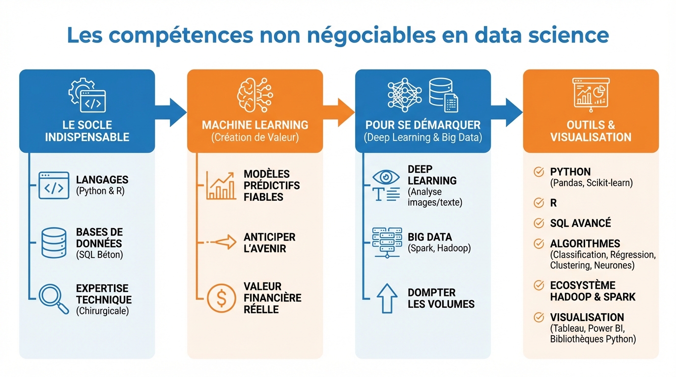 infographie les competences non negociables en data science devenir data scientist freelance
