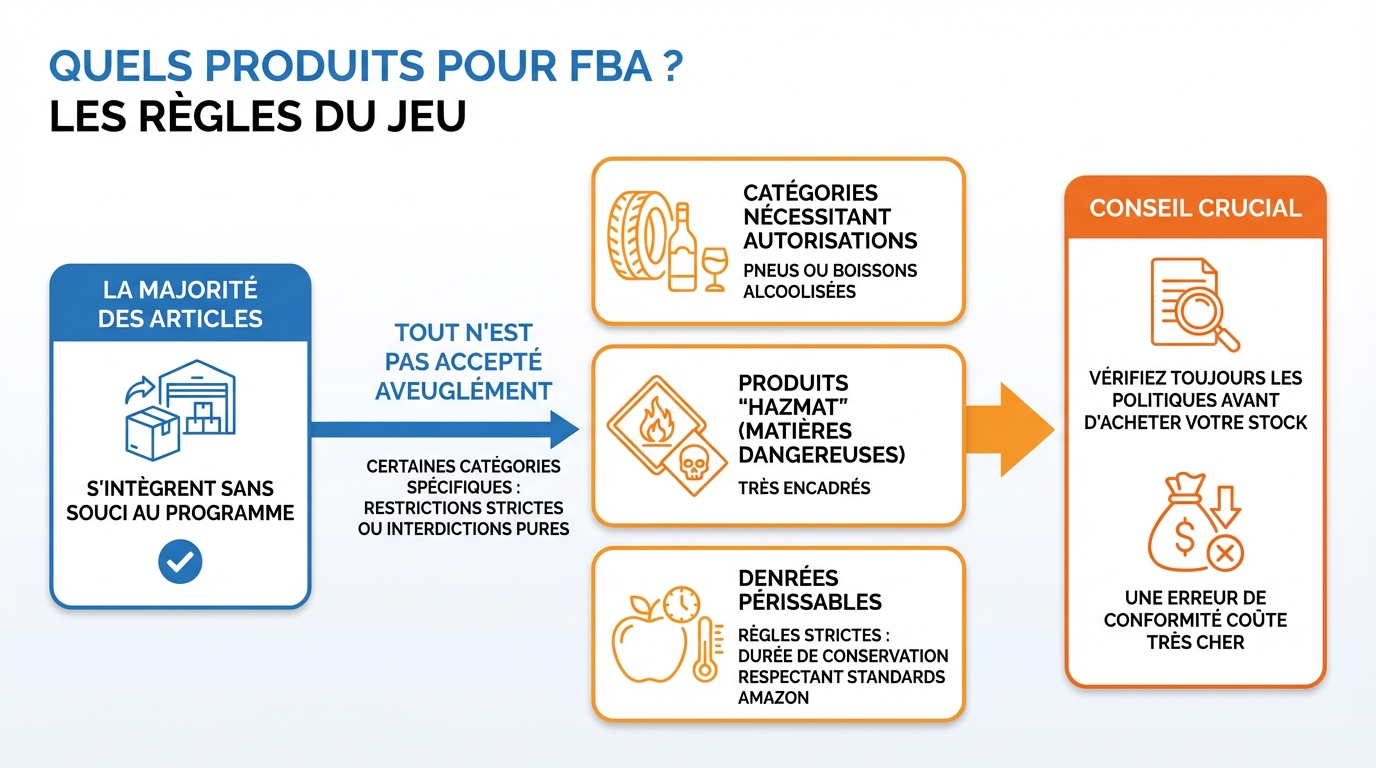 infographie quels produits pour fba les regles du jeu amazon fba