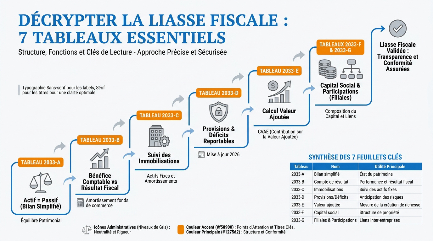 Structure détaillée des sept tableaux de la liasse fiscale 2033