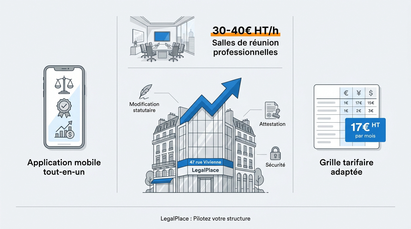 Interface de gestion LegalPlace pour les entrepreneurs