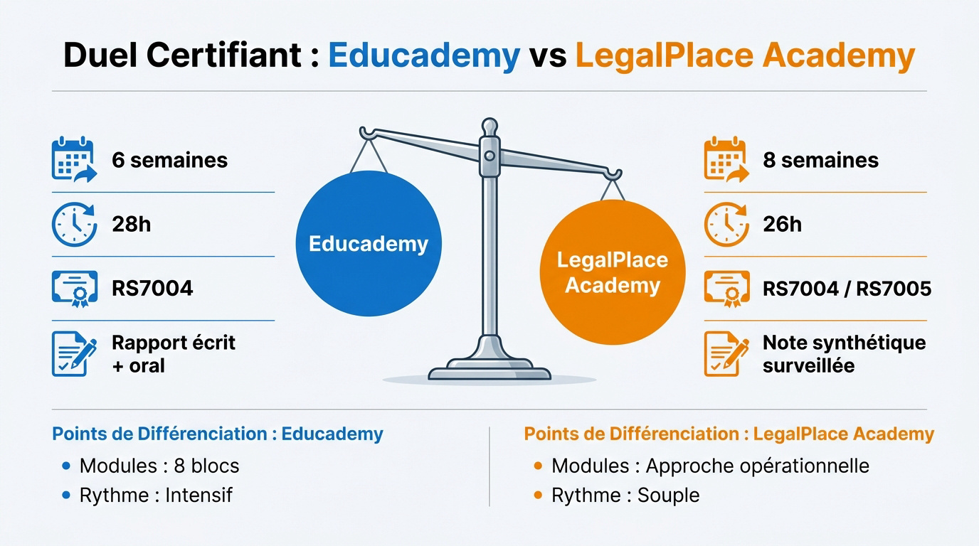 Comparaison des formations création d'entreprise Educademy et LegalPlace Academy