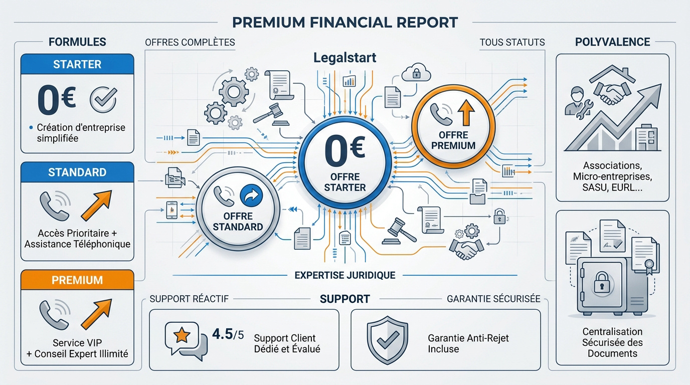 Tableau comparatif des tarifs et services juridiques de Legalstart en 2026
